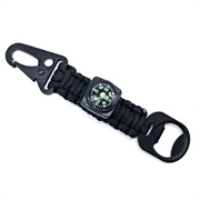 Keyhanger. Paracord. Med kompas og oplukker. Sort. 15 cm.